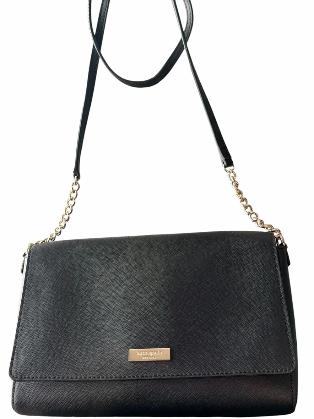 kate spade Black Crossbody Bag with Gold Chain Strap